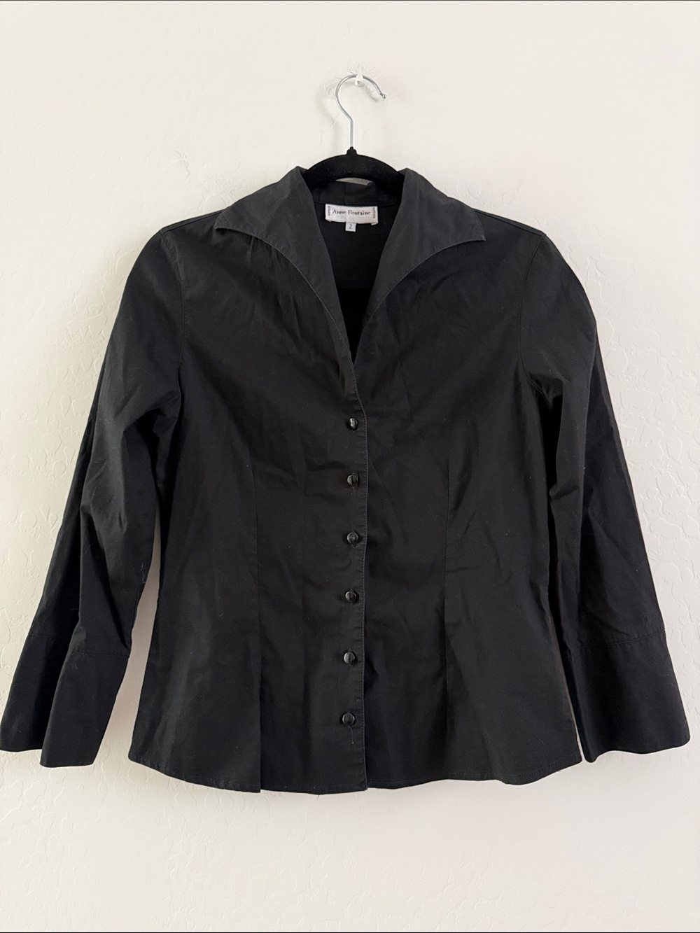 Anne Fontaine Black Button-Front Tailored Shirt Sz 2